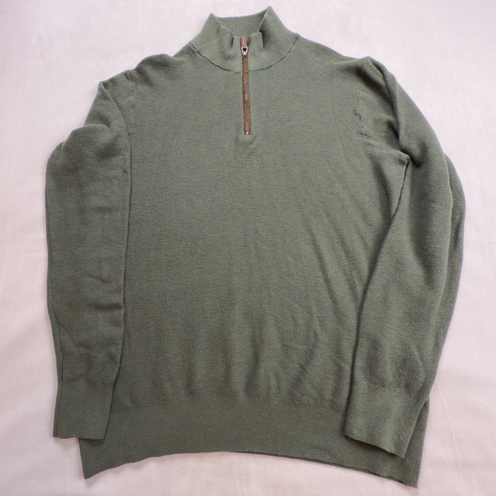 Gutteridge Men's 1/4 Zip Sweater Pullover Militare Cotton/Cashmere Blend Sz‎ XL